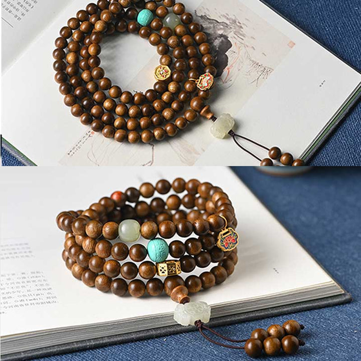 Buddha Stones Tibetan Rosewood Protection Calm Bracelet Mala - image 18