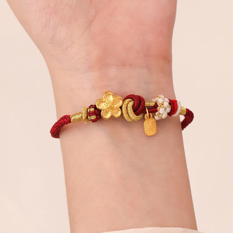 Buddha Stones Peach Blossom Happiness Charm Luck Red String Bracelet - image 11