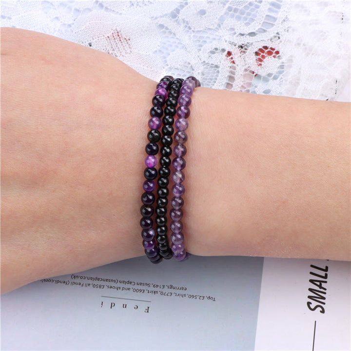 Buddha Stones 3Pcs Natural Crystal Stone Inner Peace Spiritual Bracelet - image 3