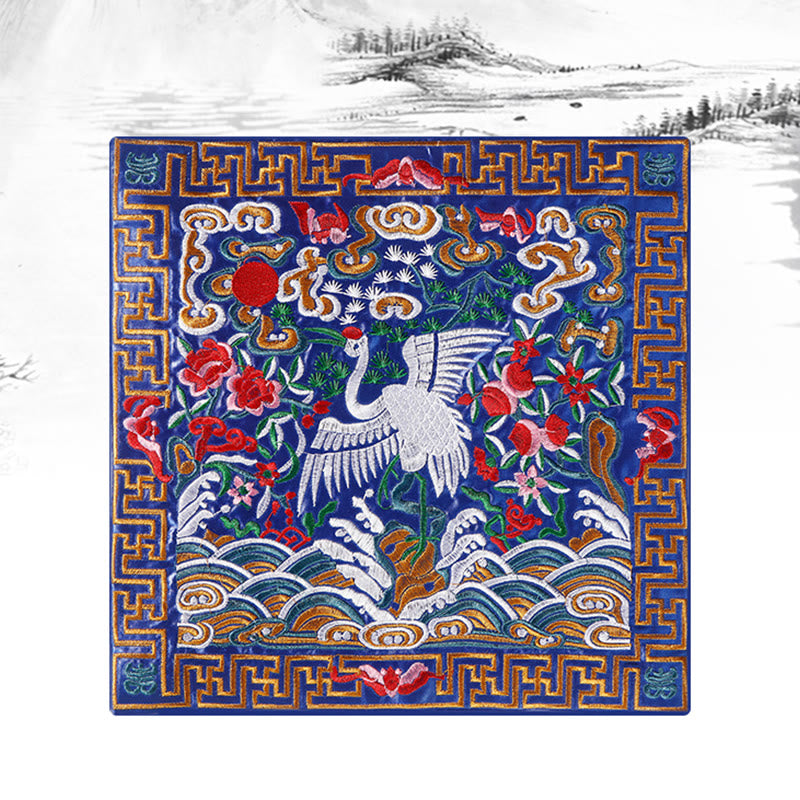 Buddha Stones Crane Phoenix Dragon Kirin Embroidered Cup Mat Pad Tea Cup Coaster Square Kung Fu Tea Mat - image 5