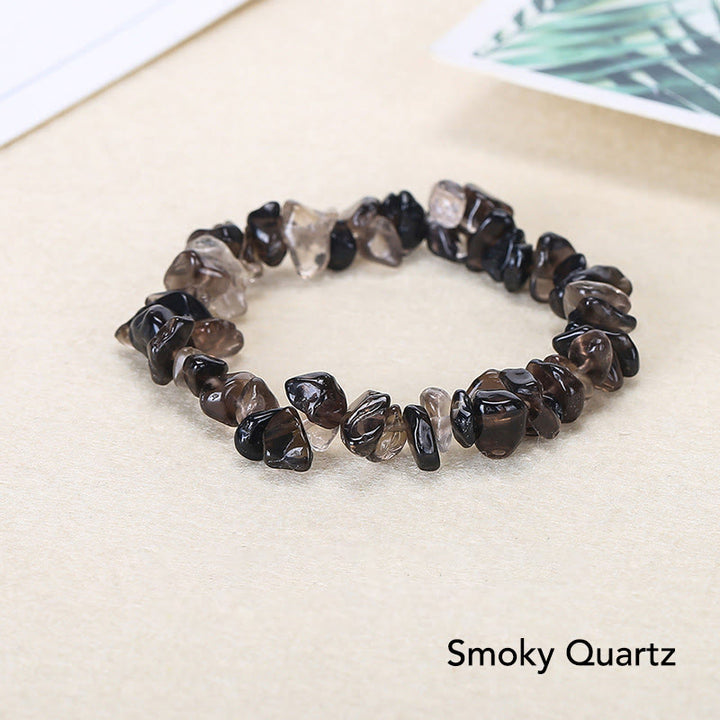 Natural Irregular Shape Crystal Stone Warmth Soothing Bracelet - Smoky Quartz - image 15