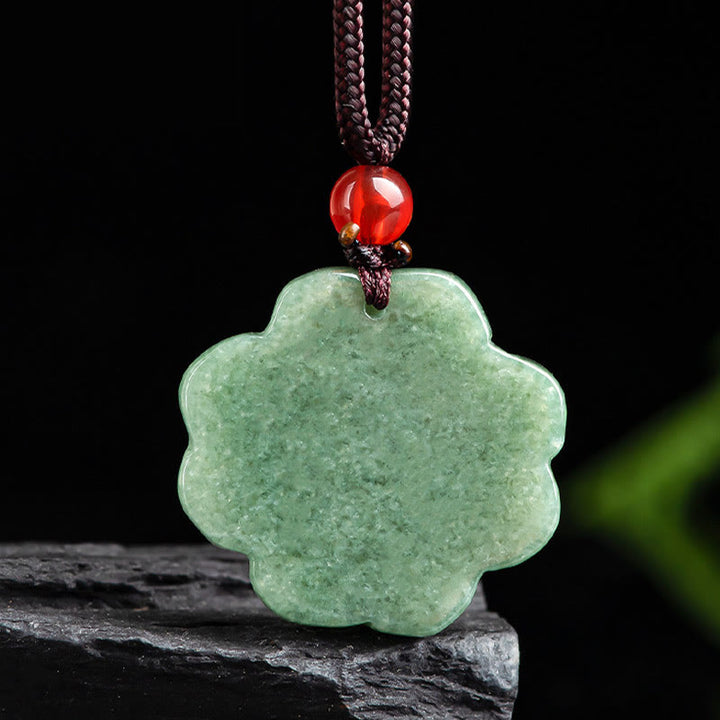 Buddha Stones Natural Lucky Four Leaf Clover Jade Prosperity Necklace Pendant - image 5