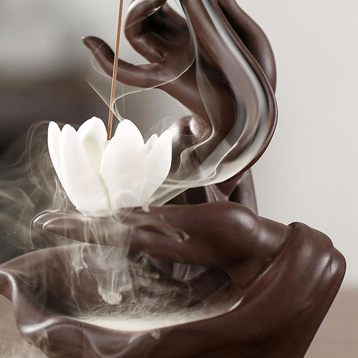 Buddha Stones Lotus Bergamot Healing Incense Burner - image 7