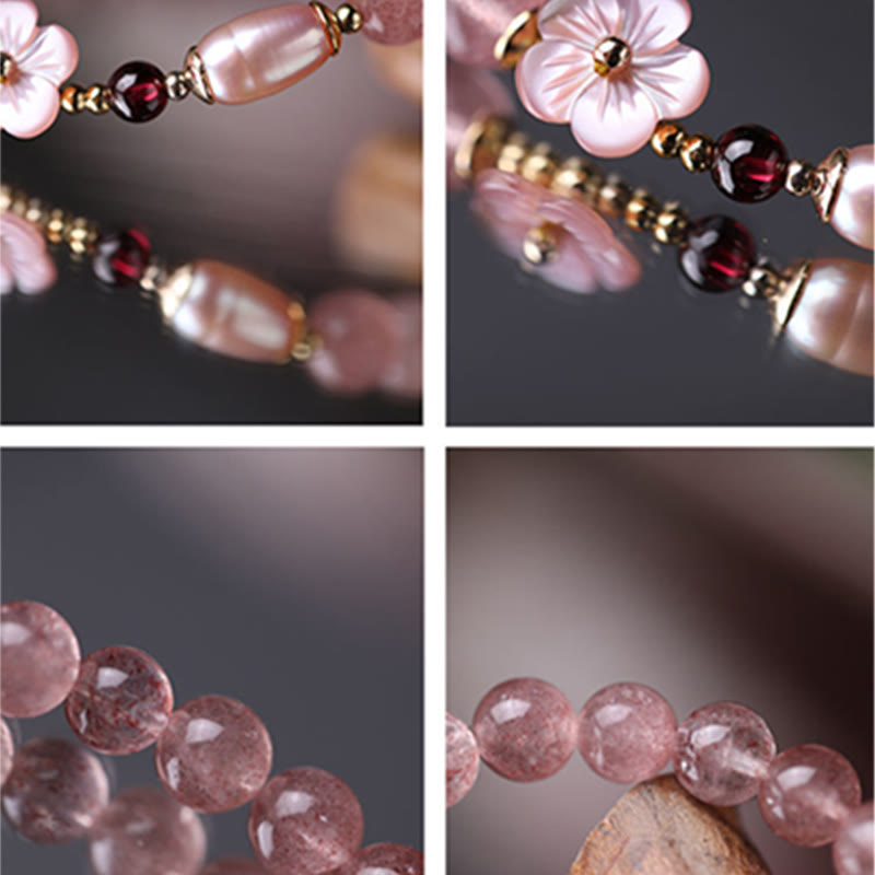 Buddha Stones Strawberry Quartz Peach Blossom Love Bracelet - image 4