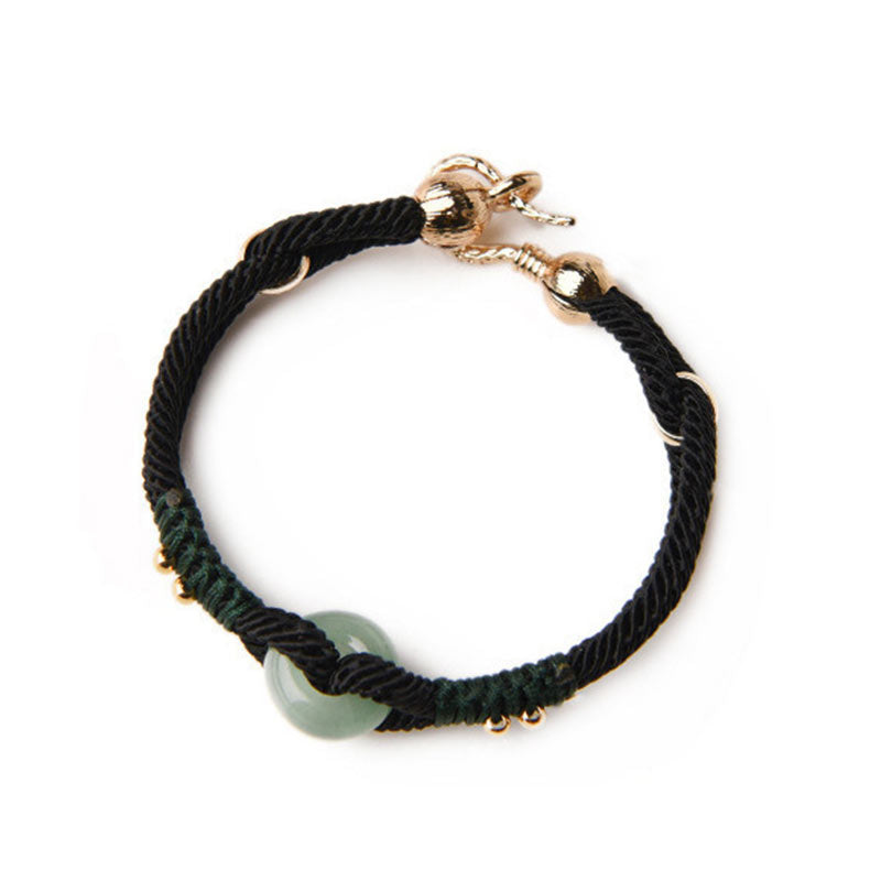 Buddha Stones Tibetan Jade Lucky Black Rope Couple Bracelet - image 3
