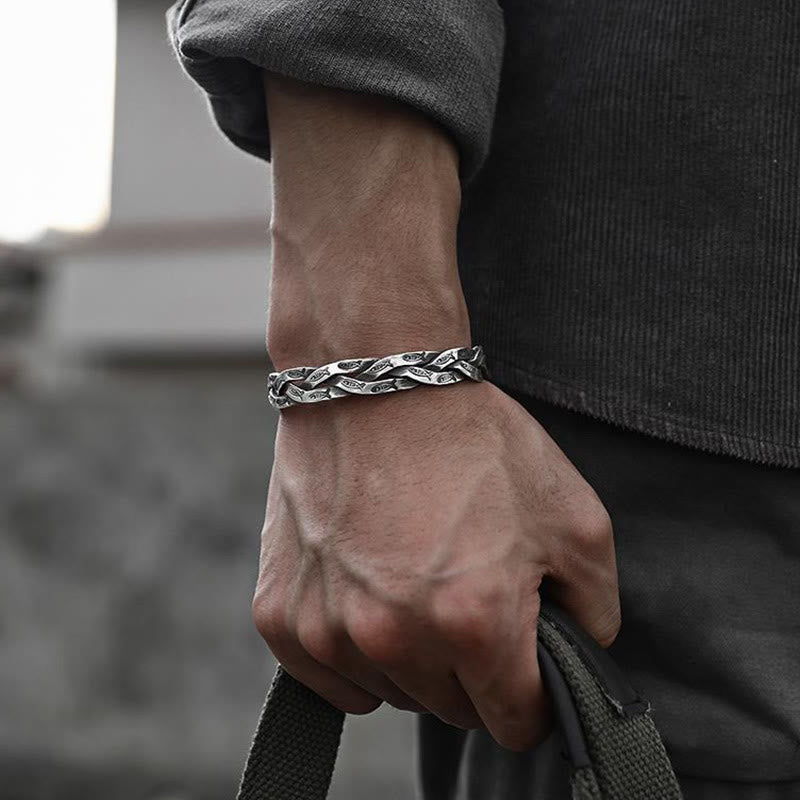 Buddha Stones Koi Fish Twisted Design Luck Wealth Cuff Bracelet Bangle - Koi Fish(Luck♥Prosperity) - image 0