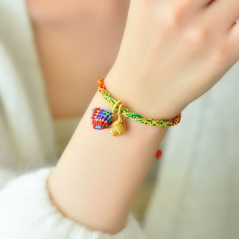 Buddha Stones Colorful Rope Luck Handcrafted Zongzi Charm Bracelet - image 2