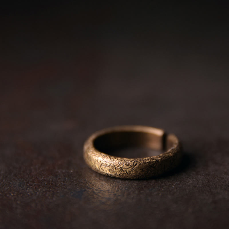 Buddha Stones Tibetan Vintage Texture Design Copper Luck Couple Ring - image 7