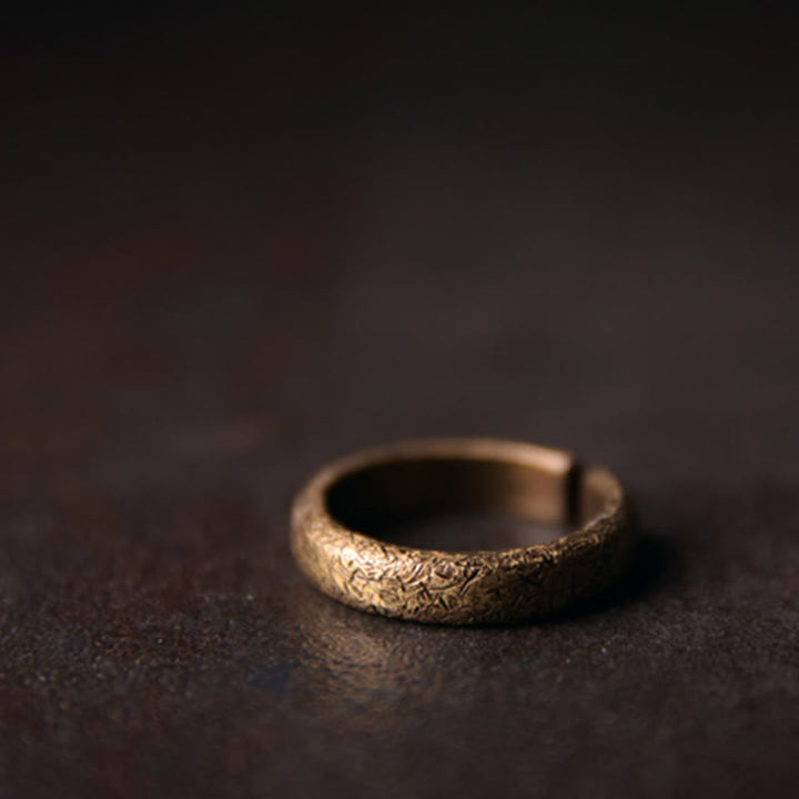 Buddha Stones Tibetan Vintage Texture Design Copper Luck Couple Ring - image 7