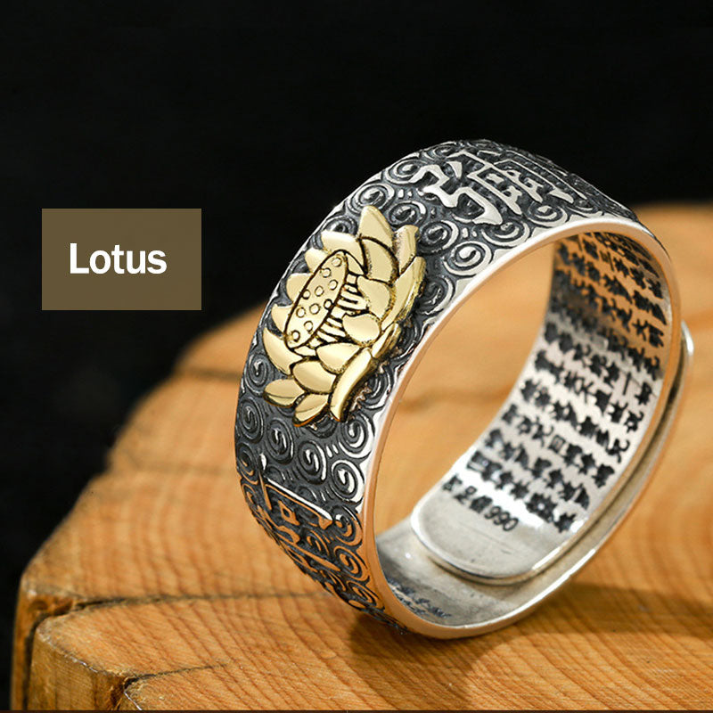 Buddha Stones Chinese Zodiac Natal Buddha Wealth Luck Adjustable Ring - Lotus - image 12