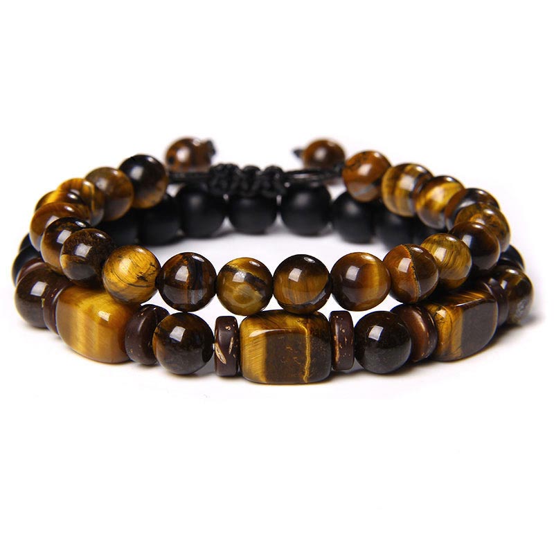 Buddha Stones Tiger Eye Frosted Stone Hematite Courage Bracelet - 3 - image 4