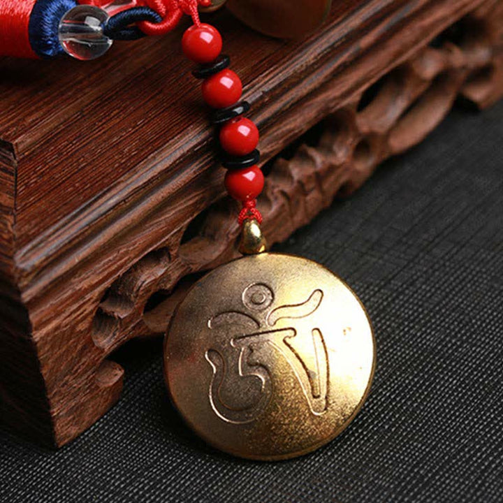 Buddha Stones Tibet Om Mani Padme Hum Prayer Wheel Nine Palace Eight Trigrams Copper Car Hanging Decoration - image 12
