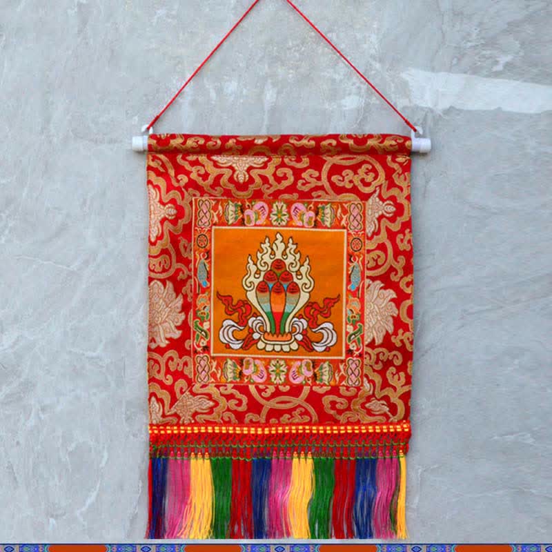 Vajra Auspicious Symbols Spiritual Power Wall Art - The Chintamani Jewel - Orange - image 10
