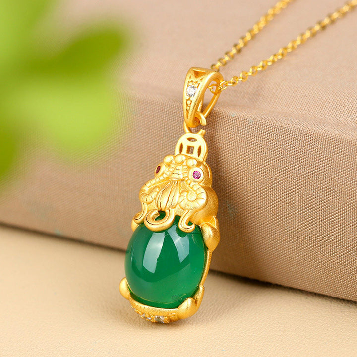 Buddha Stones Natural Jade PiXiu Balance Necklace - image 1