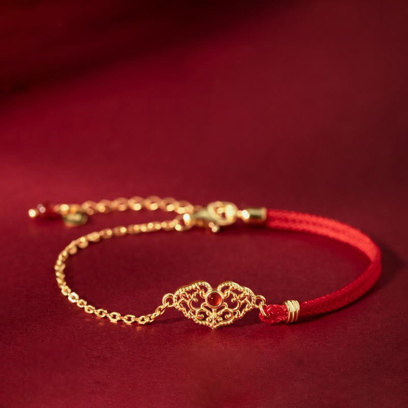 Buddha Stones Lock of Good Wishes Luck Strength Chain Bracelet - 14-19cm - image 0