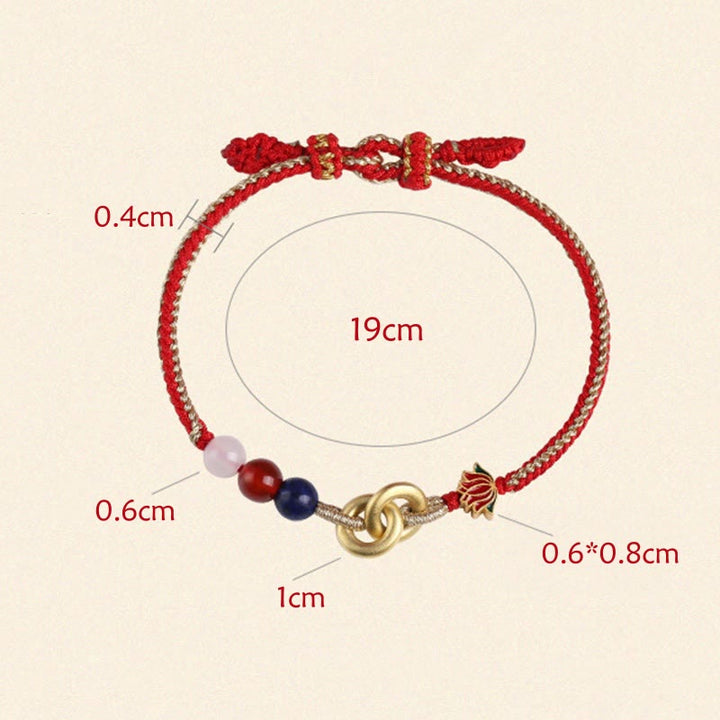 Buddha Stones 925 Sterling Silver Double Peace Buckle Lotus Auspicious Bracelet - image 11