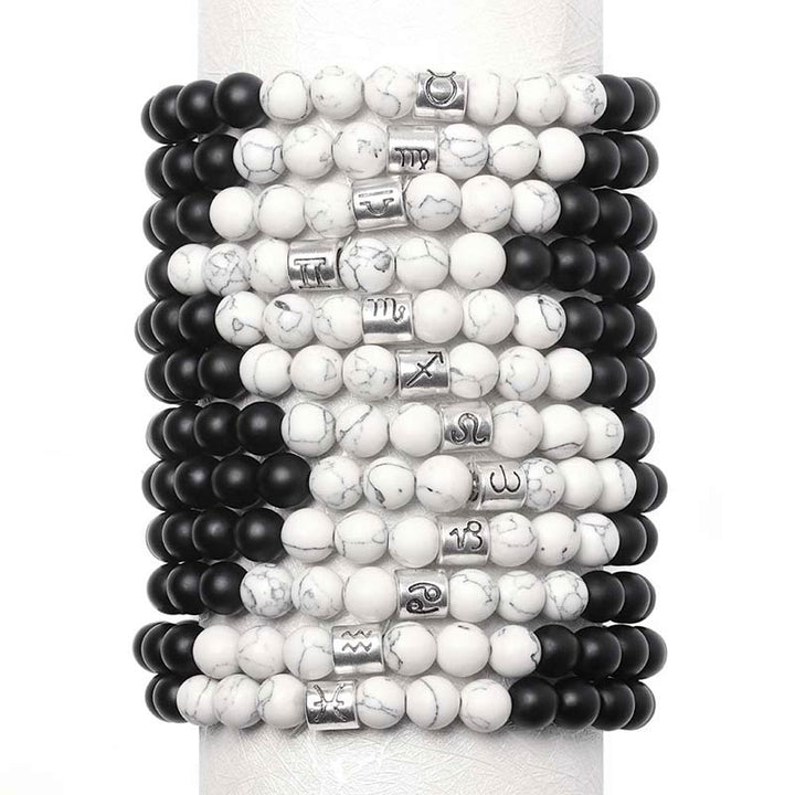 Buddha Stones 12 Constellations of the Zodiac Natural Frosted Stone White Turquoise Bead Fortune Bracelet - image 17