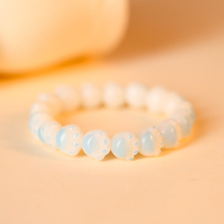 Buddha Stones Natural Bodhi Seed Lovely Paw Lucky Cat Paw Peace Bracelet - Light Blue - image 15