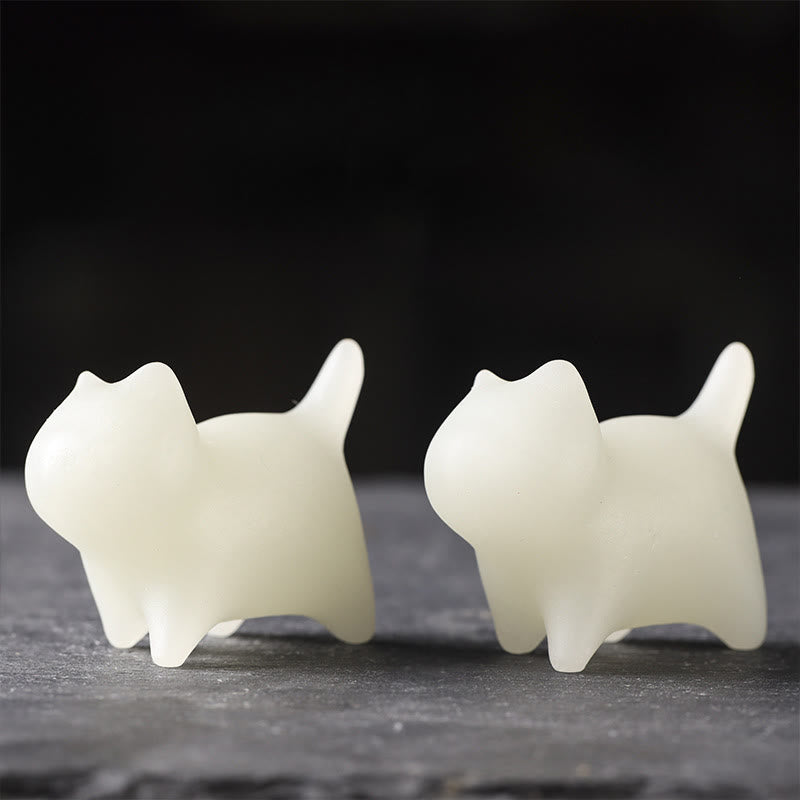 Buddha Stones 2Pcs Mini Cute Cat Glowstone Luminous Lucky Cat Energy Decoration - image 7