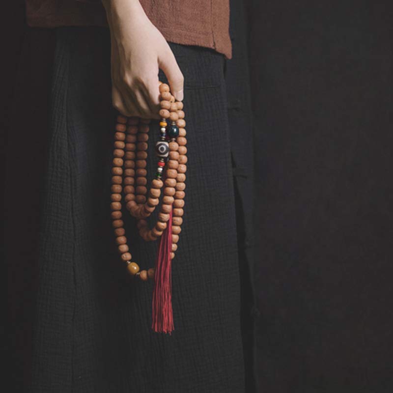 Buddha Stones 108 Mala Beads Bodhi Seed Dzi Bead Peace Tassel Bracelet - image 2