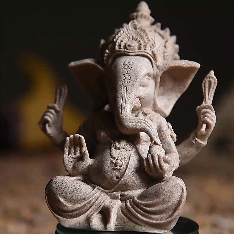 Buddha Stones Ganesh Ganpati Elephant Statue Wealth Blessing Home Decoration - image 2