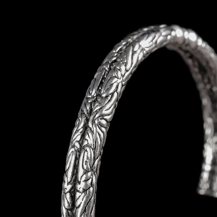 Buddha Stones Flower Dragon Pattern Engraved Balance Cuff Bracelet Bangle - image 3