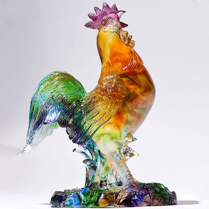 Buddha Stones Handmade Liuli Crystal Rooster Art Piece Home Decoration - image 9