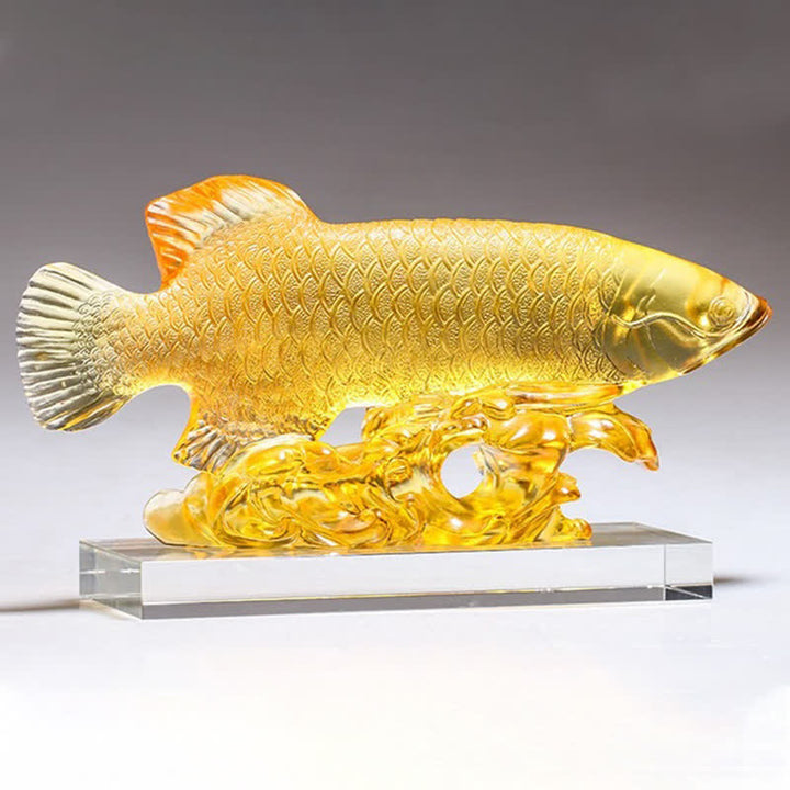 Buddha Stones Handmade Liuli Crystal Koi Fish Art Piece Luck Home Office Decoration - image 10