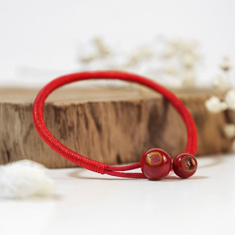 Buddha Stones FengShui Lucky Red String Ceramic Bracelet - image 0