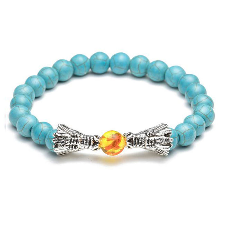 Buddha Stones White Turquoise Lava Rock Dragon Blessing Beaded Bracelet - image 19