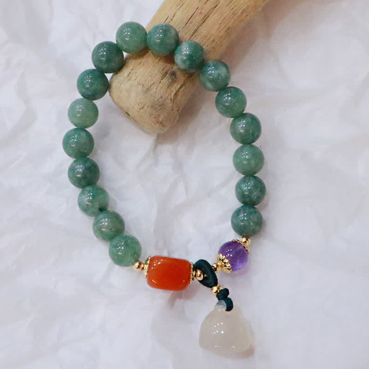 Buddha Stones Cyan Jade Lotus Pumpkin Wish Peace Buckle Amethyst Crystal Healing Bracelet - image 3