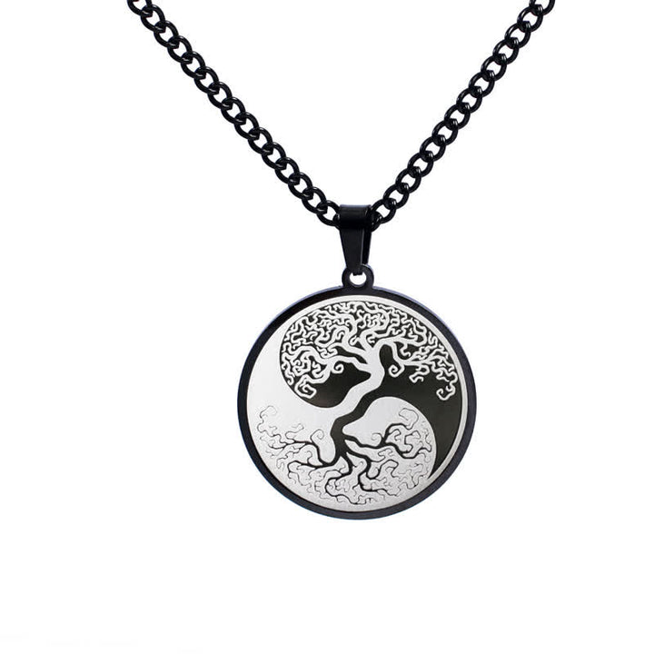Buddha Stones The Tree of Life Titanium Steel Connection Necklace Pendant - Black - image 2