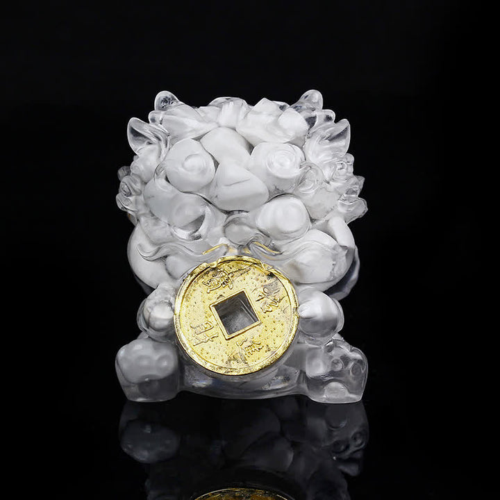 Buddha Stones Handmade Cute PiXiu Gold Coin Crystal Fengshui Energy Wealth Fortune Home Decoration - White Turquoise - image 19