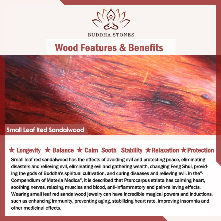 Buddha Stones 925 Sterling Silver Indian Small Leaf Red Sandalwood Fu Character Protection Triple Wrap Bracelet - image 13