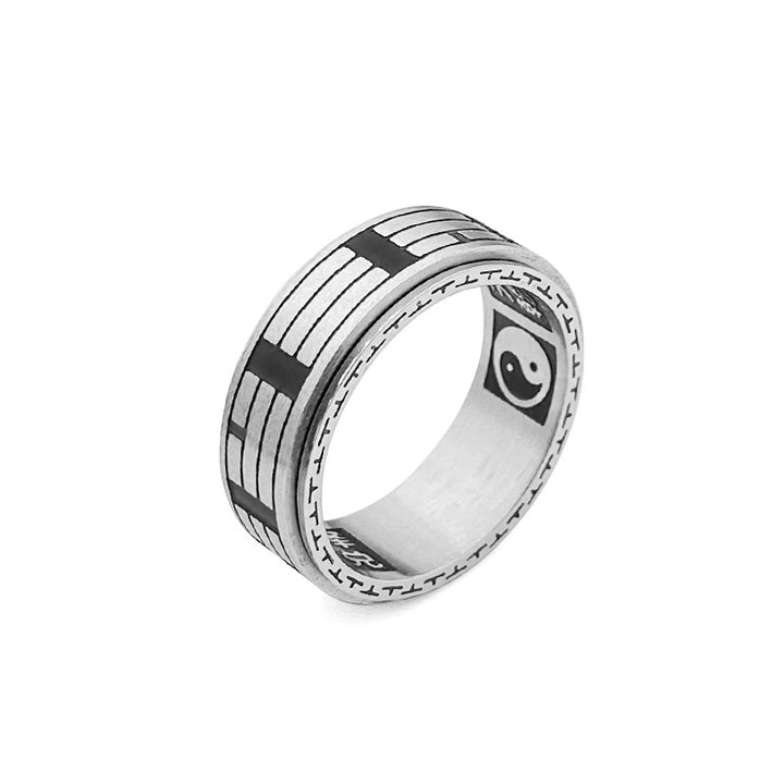 Buddha Stones Bagua Yin Yang Titanium Steel Balance Rotatable Ring - image 16