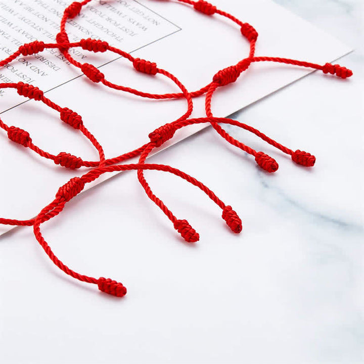 Buddha Stones 4Pcs Evil Eye Seven Knot Red String Protection Bracelet - image 7
