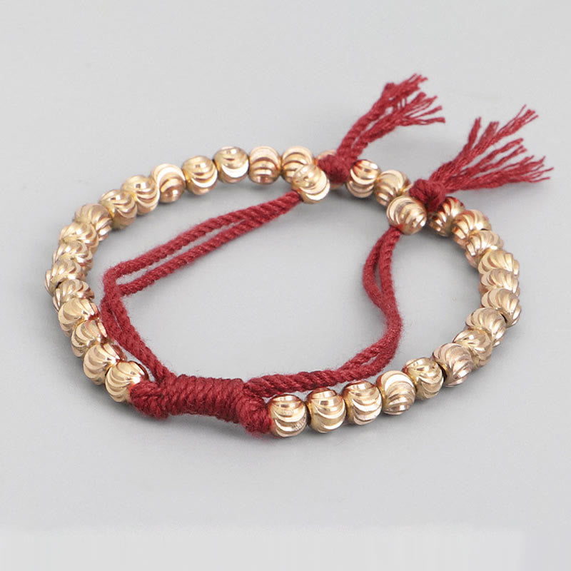 Buddha Stones Tibetan Handmade Copper Bead Luck String Bracelet - image 1