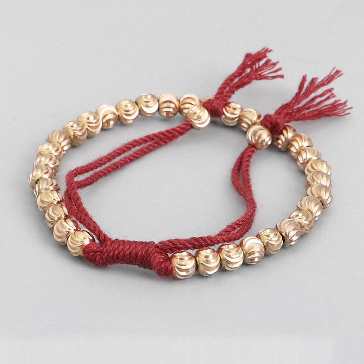 Buddha Stones Tibetan Handmade Copper Bead Luck String Bracelet - image 1