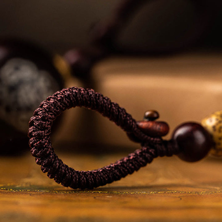 Tibetan Ebony Small Leaf Red Sandalwood Gourd Luck Protection Key Chain - image 19