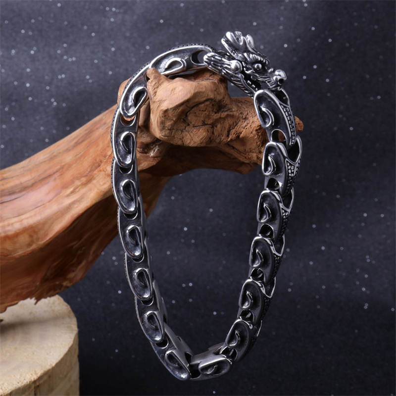 Buddha Stones Dragon Titanium Steel Luck Bracelet Bangle - image 1