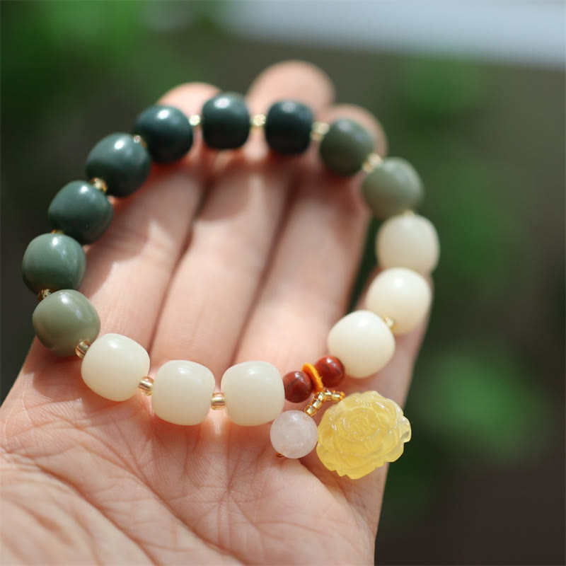 Buddha Stones Gradient Bodhi Seed Amber Lotus Peace Bracelet - image 1