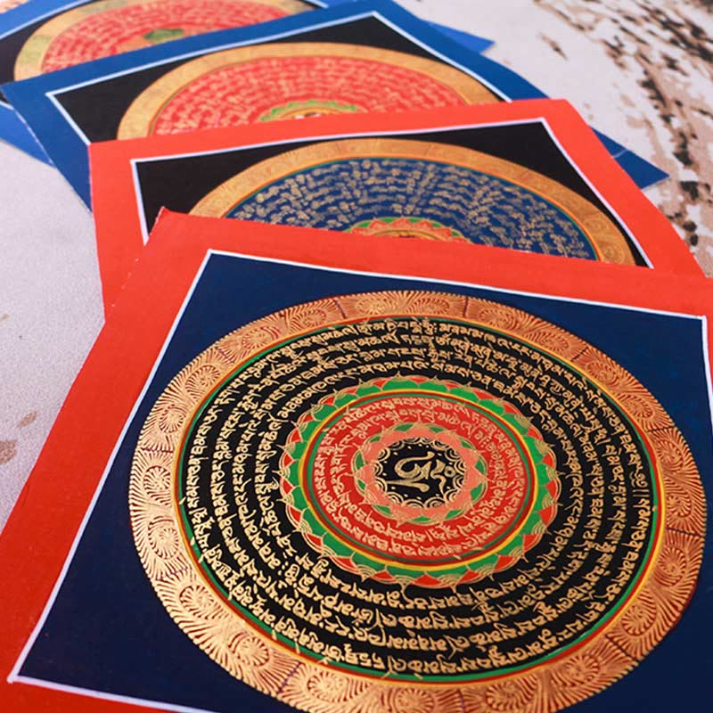 Buddha Stones Tibetan Handmade Thangka Painting Blessing Thangka Blind Box Random Color Pattern - 26cm Scripture Style (Random Pattern) - image 2