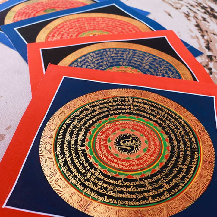 Buddha Stones Tibetan Handmade Thangka Painting Blessing Thangka Blind Box Random Color Pattern - 26cm Scripture Style (Random Pattern) - image 2