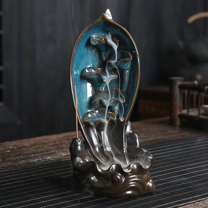 Buddha Stones Waterfall Incense Burner Backflow Incense Holder - 1 - image 1
