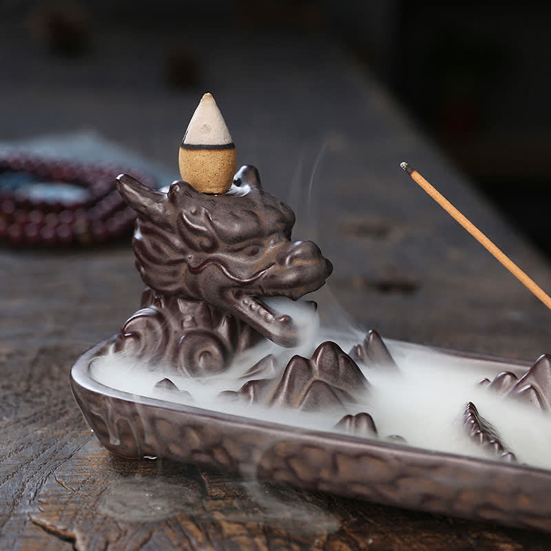 Buddha Stones Dragon Mountain Strength Ceramic Incense Burner Decoration - image 8