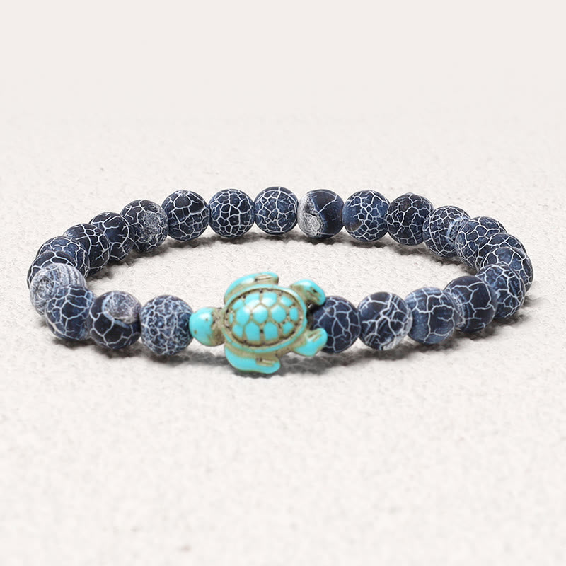 Buddha Stones Natural Stone Sea Turtle Turquoise Blessing Bracelet - Weathered Stone - image 12