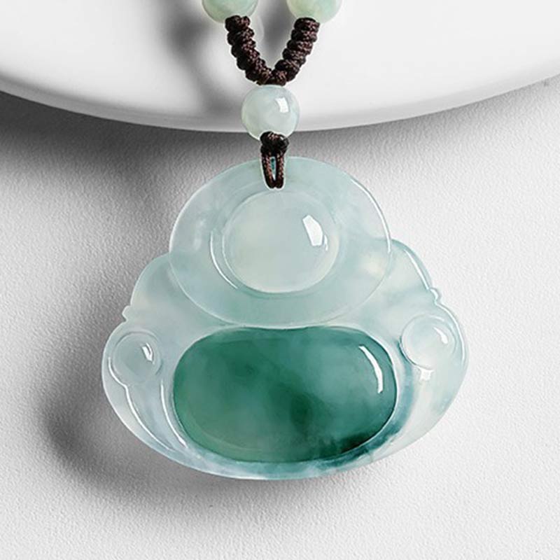 Buddha Stones Cyan Jade Luck Necklace Pendant - image 7