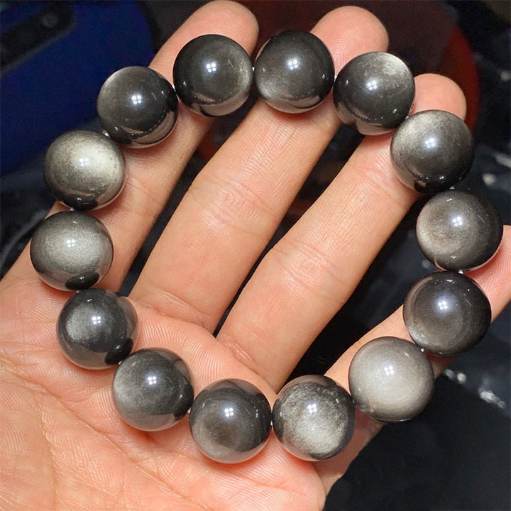 Buddha Stones Natural Silver Sheen Obsidian Soothing Protection Bracelet - image 17