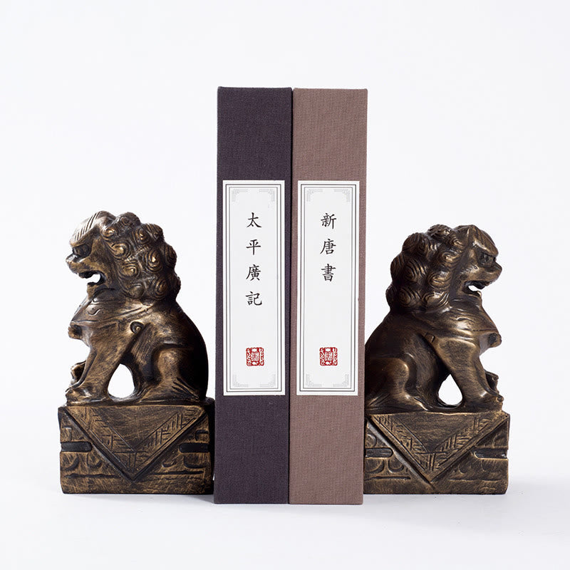 Buddha Stones 2Pcs Lion Statue Courage Strength Resin Home Office Decoration - A Pair of Lions-Brown - image 7
