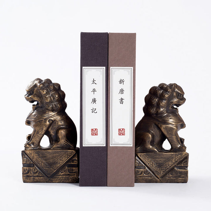 Buddha Stones 2Pcs Lion Statue Courage Strength Resin Home Office Decoration - A Pair of Lions-Brown - image 7